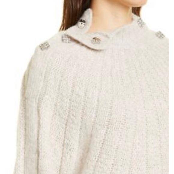 ba&sh Rhinestone Embellished Button Shoulder Sweater - Picture 5 of 8